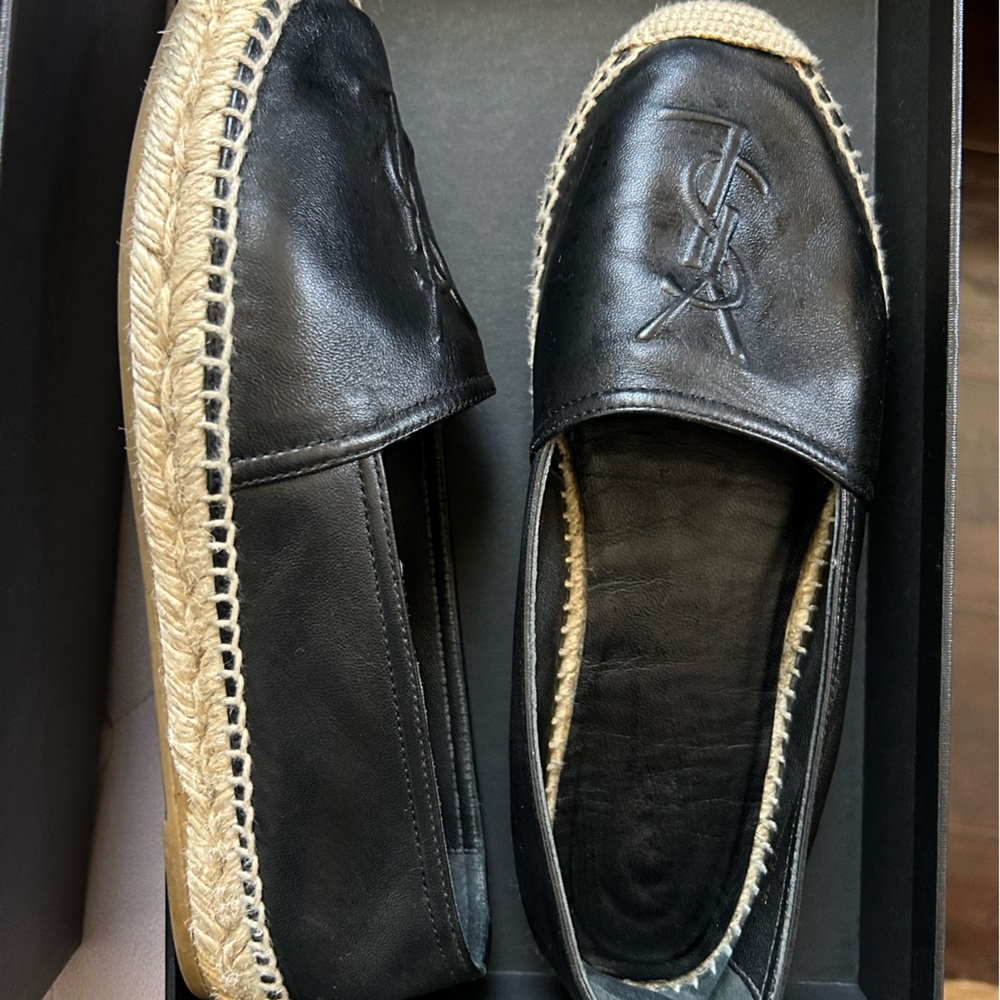 YSL BLACK LEATHER ESPADRILLE